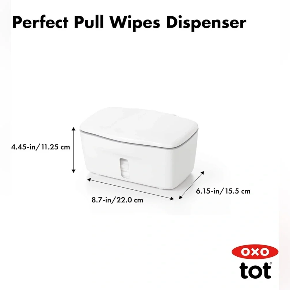 OXO Tot Perfect Pull Wipes Dispenser For Baby, White & Gray